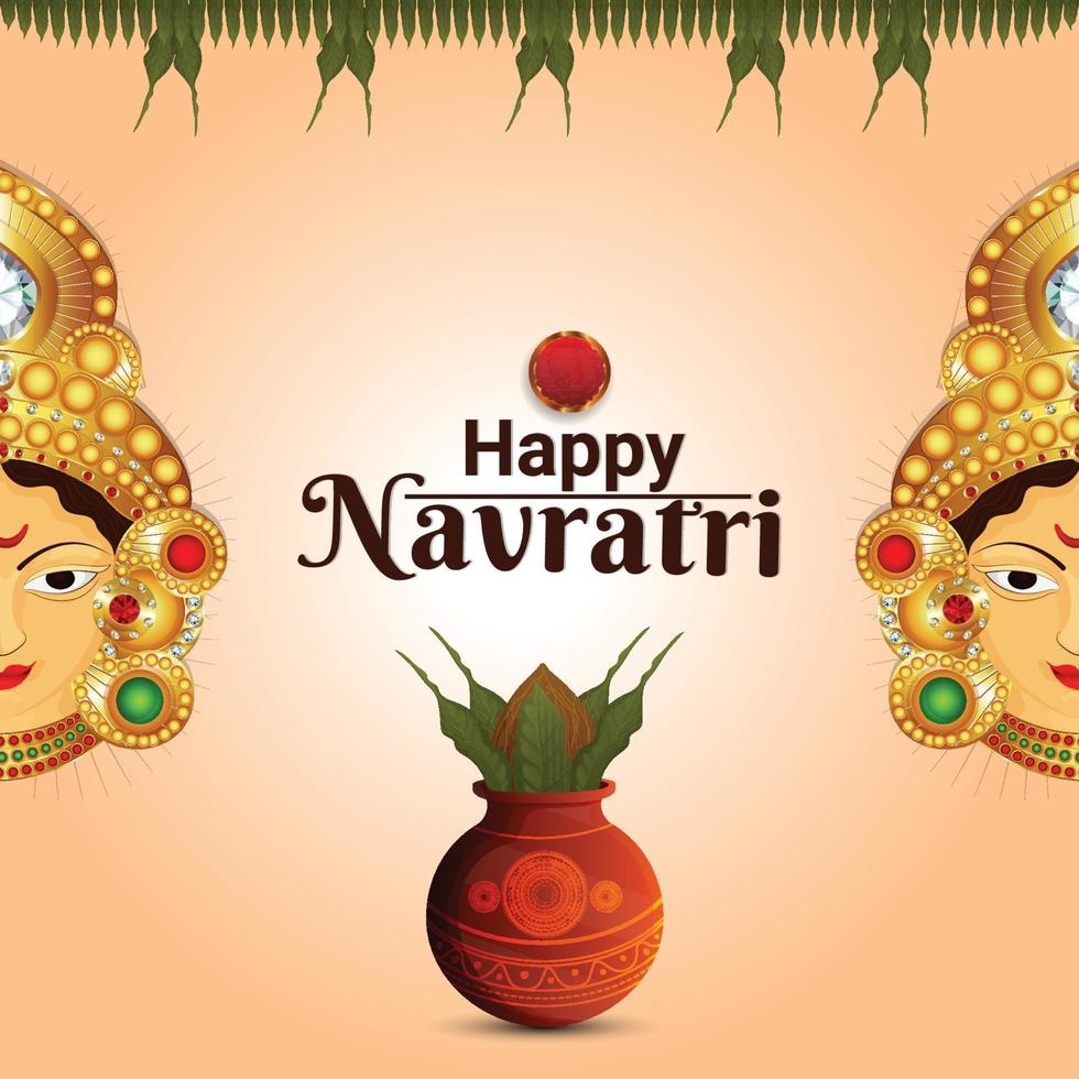 feliz celebración navratri tarjeta de felicitación con ilustración creativa de la diosa durga vector