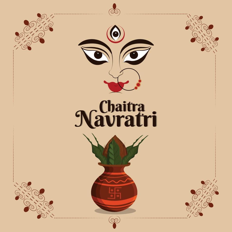 tarjeta de felicitación de celebración de shubh navratri con kalash creativo vector