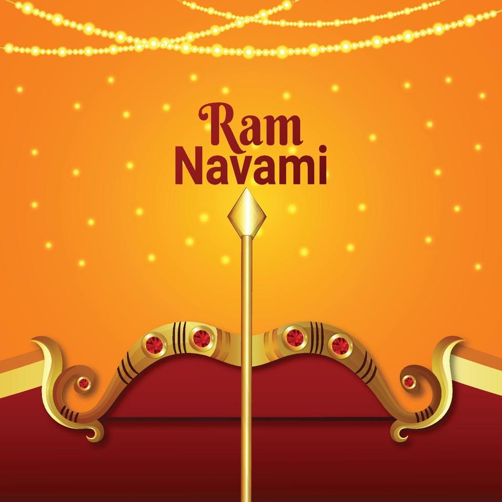 Golden bow with arrow for happy ram navami vector