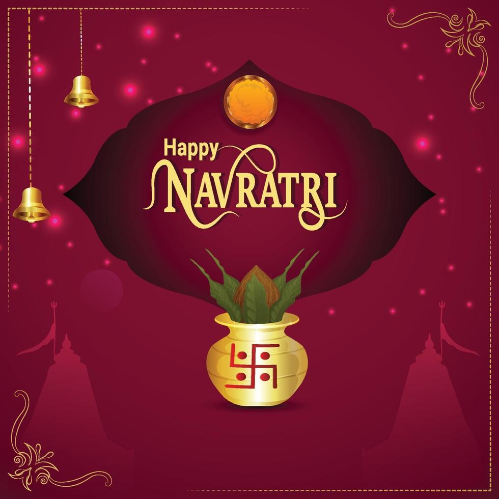 Creative kalash and illustration of goddess durga for happy navratri vector