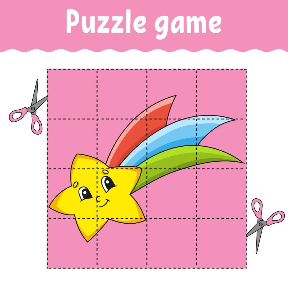 Puzzle game for kids. Education developing worksheet. Learning game for children. Color activity page. For toddler. Riddle for preschool. Isolated vector illustration in cartoon style.