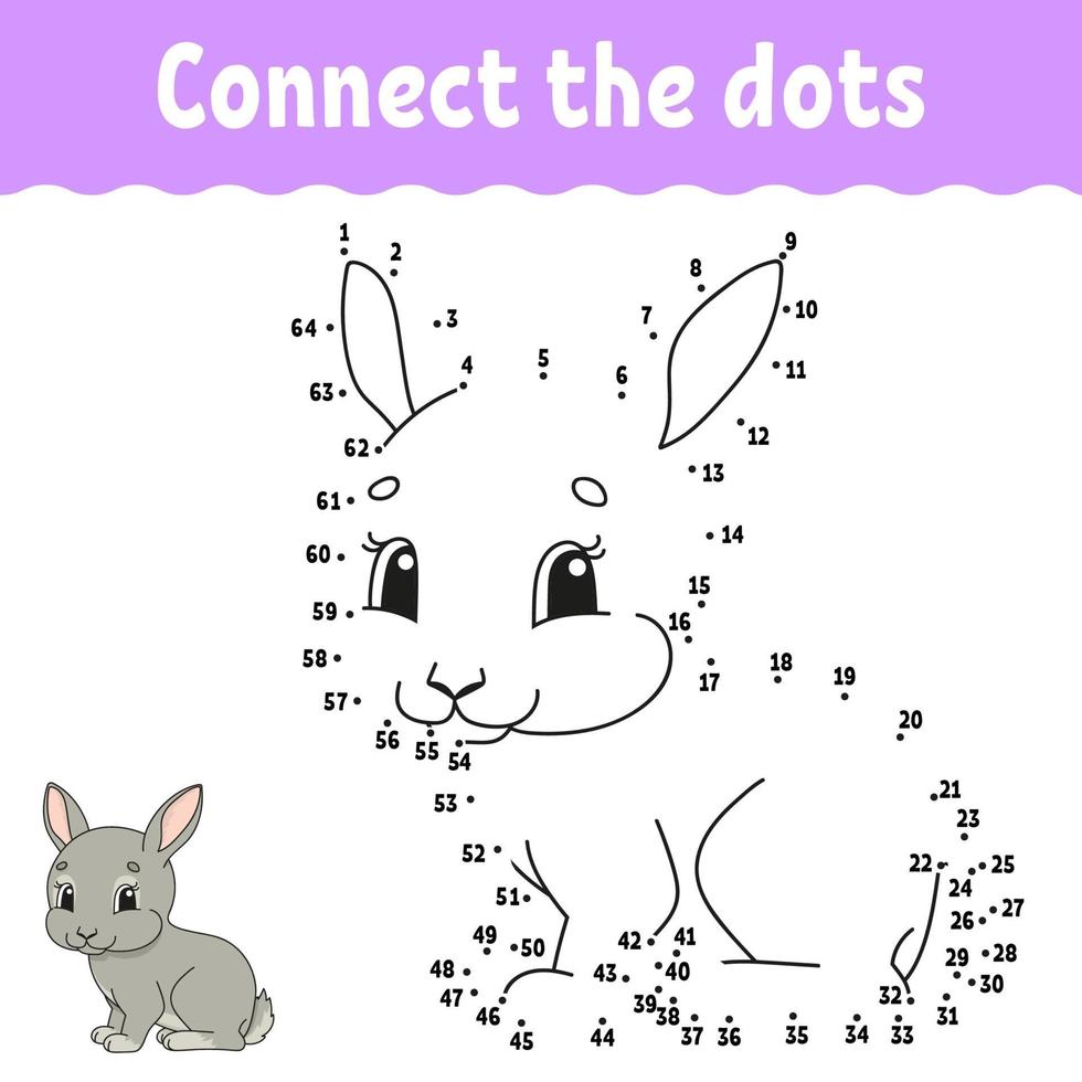 Dot to dot game. Draw a line. For kids. Activity worksheet. Coloring book. With answer. Cartoon character. Vector illustration.