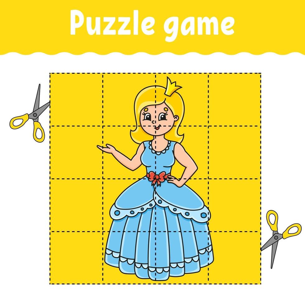 Puzzle game for kids. Education developing worksheet. Learning game for children. Color activity page. For toddler. Riddle for preschool. Isolated vector illustration in cartoon style.