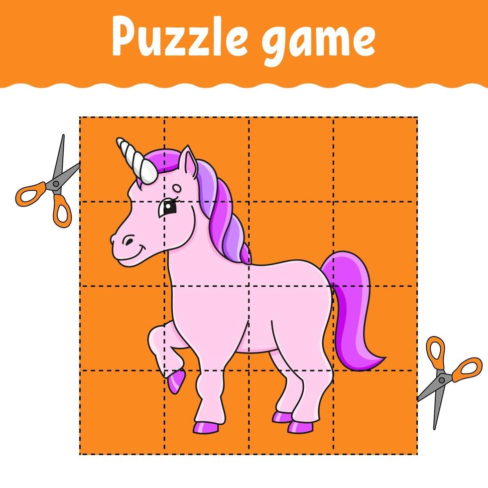 Puzzle game for kids. Education developing worksheet. Learning game for children. Color activity page. For toddler. Riddle for preschool. Isolated vector illustration in cartoon style.