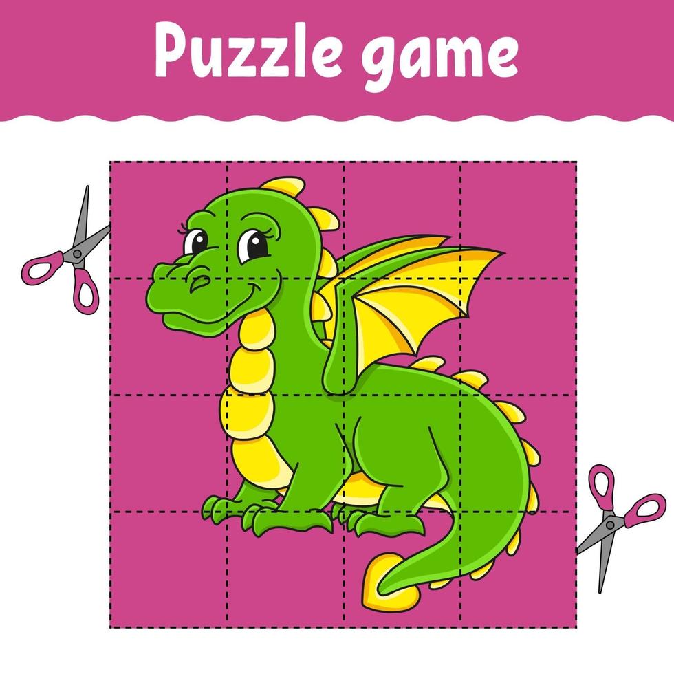 Puzzle game for kids. Education developing worksheet. Learning game for children. Color activity page. For toddler. Riddle for preschool. Isolated vector illustration in cartoon style.