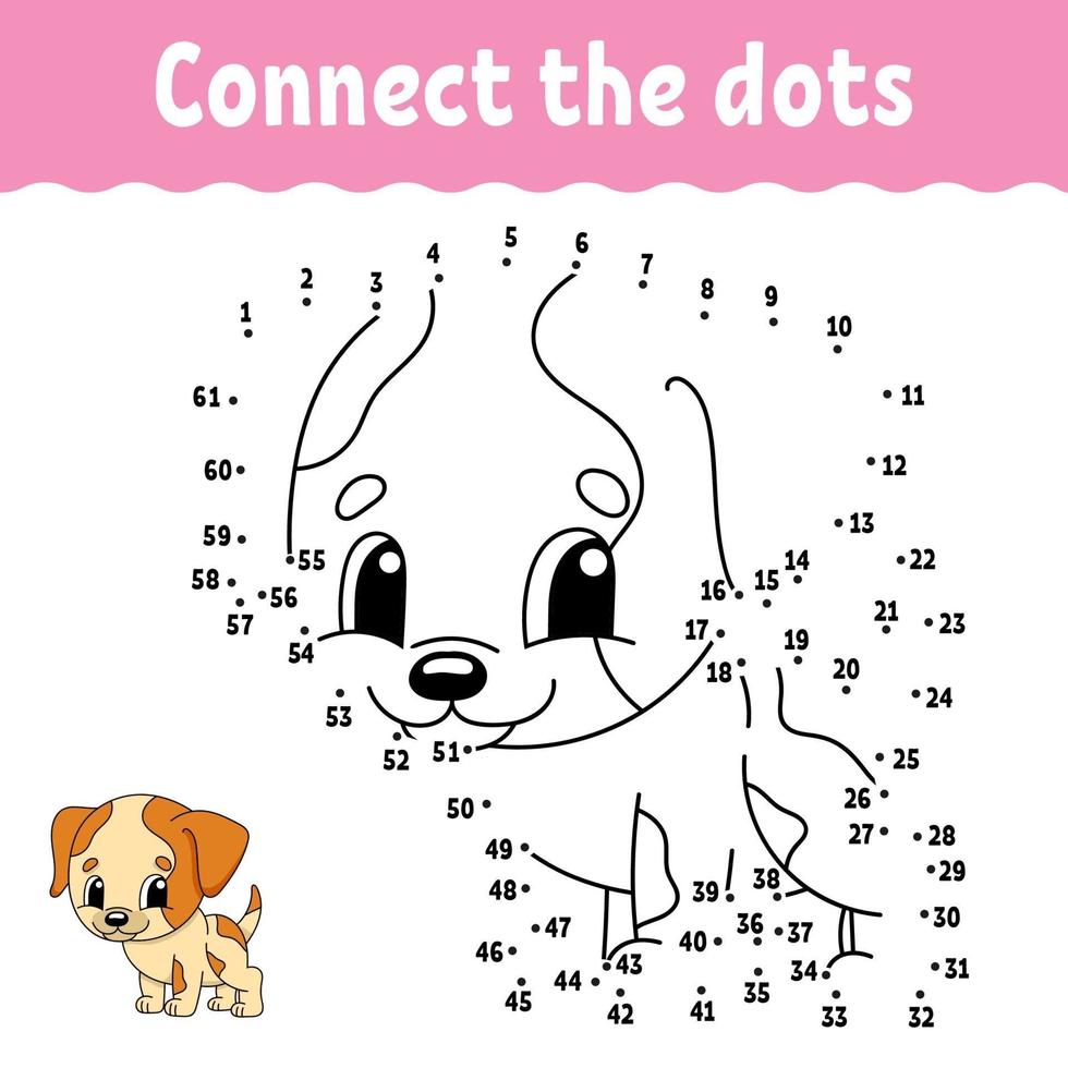 Dot to dot game. Draw a line. For kids. Activity worksheet. Coloring book. With answer. Cartoon character. Vector illustration.