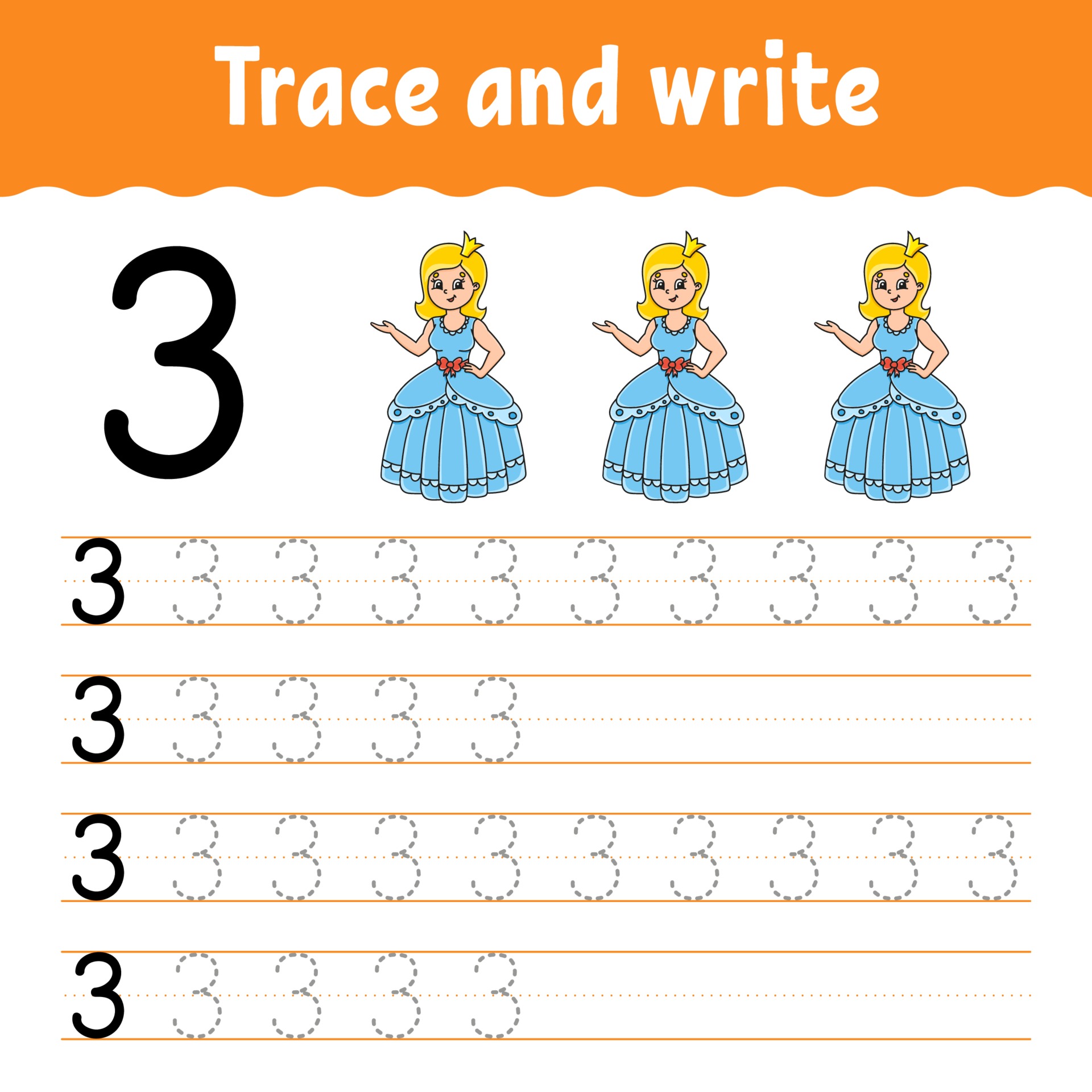 Trace and write. Trace and write