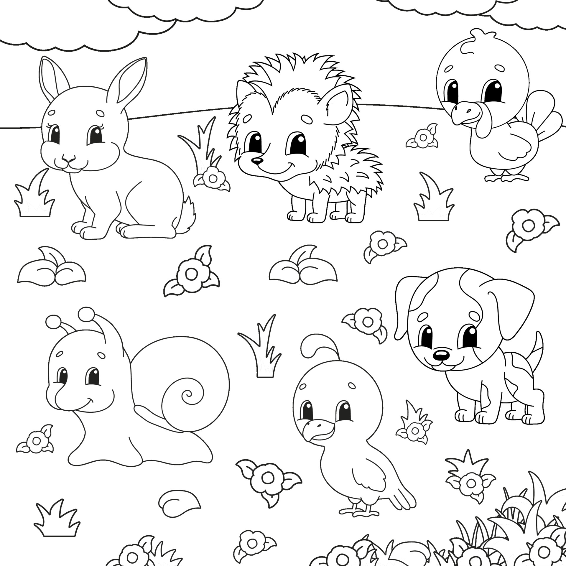 Coloring book for kids. Animal clipart. Cheerful characters. Vector  illustration. Cute cartoon style. Black contour silhouette. Isolated on  white background. 2236724 Vector Art at Vecteezy