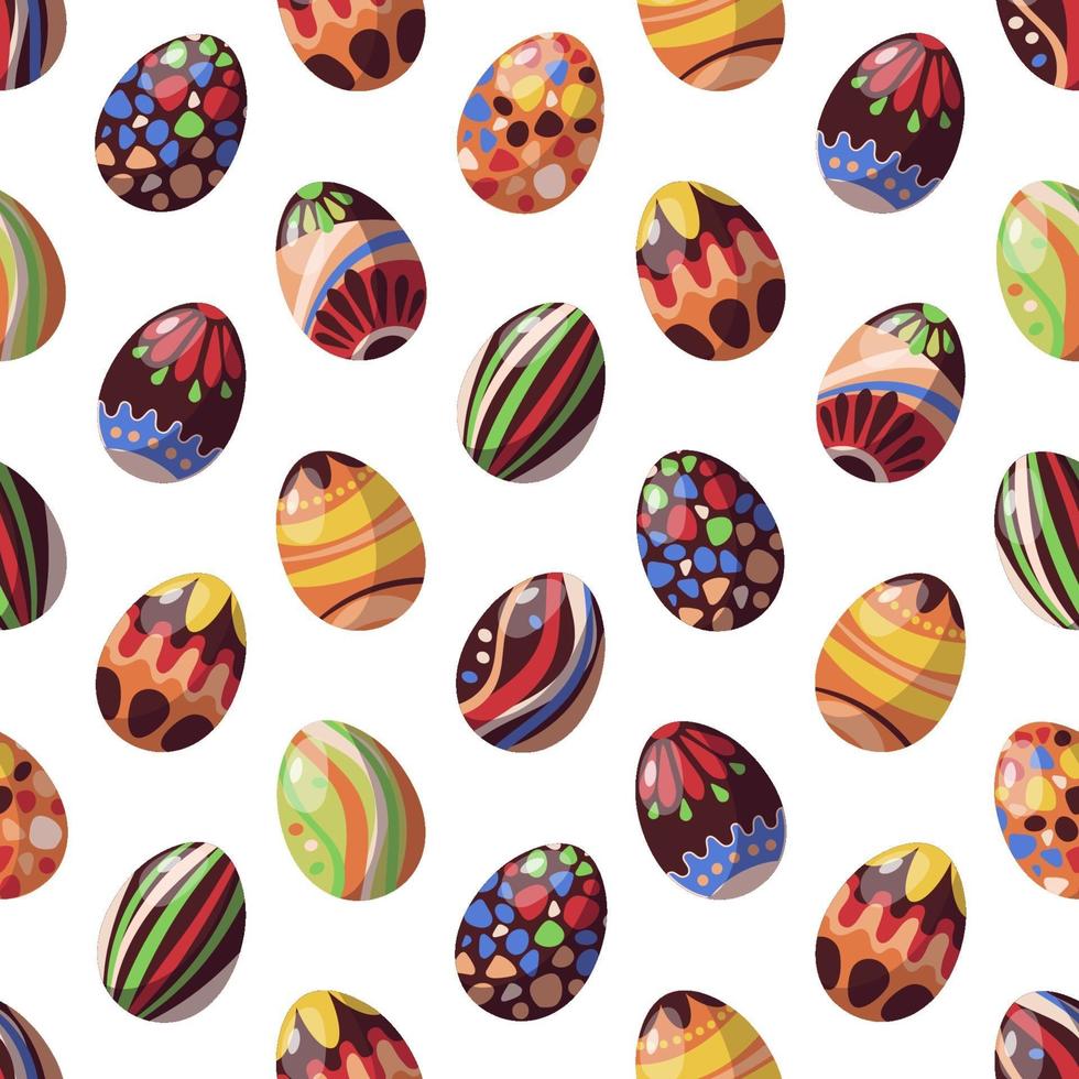 vector de patrones sin fisuras en los huevos de chocolate de tema de Pascua.