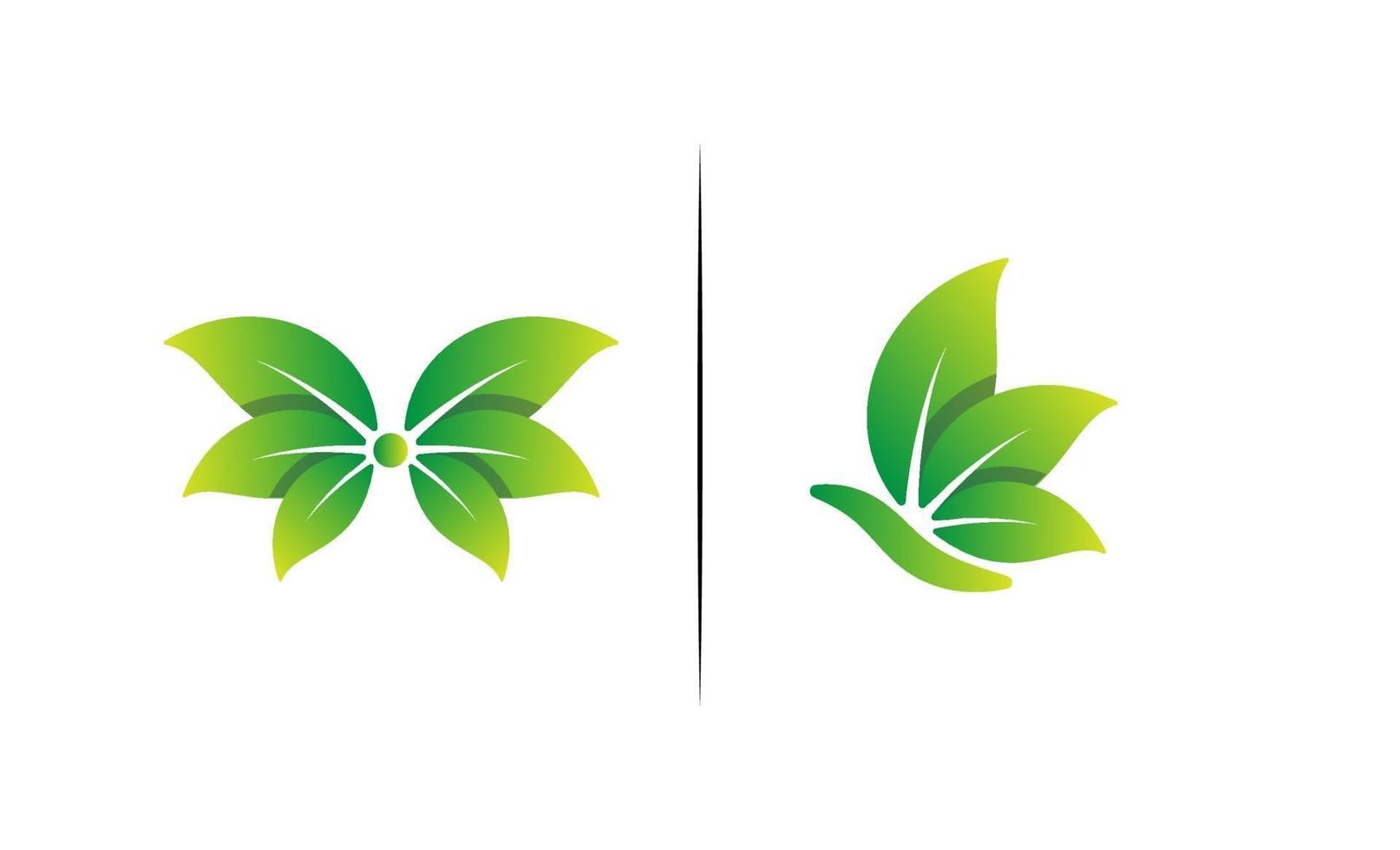 Green leaf nature logo design template vector