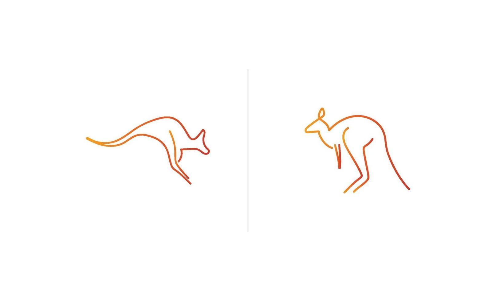 Kangaroo line art logo icon design vector