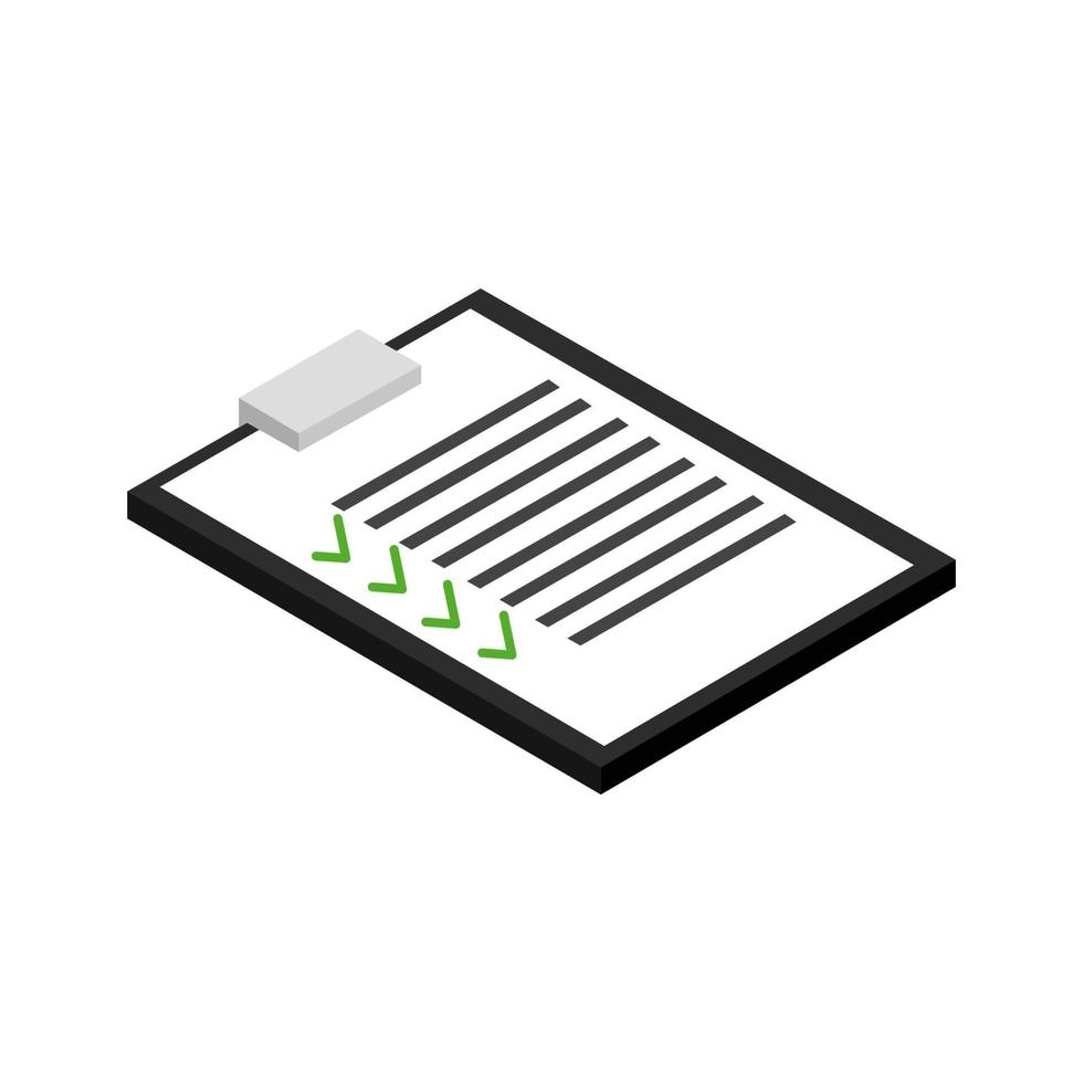 lista de verificación isométrica en el fondo vector