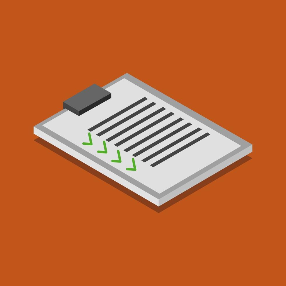lista de verificación isométrica en el fondo vector
