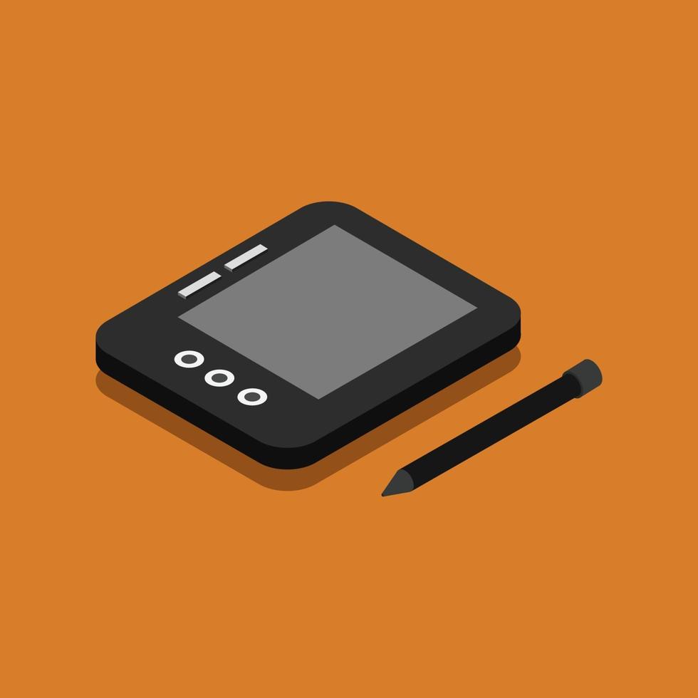 Isometric Graphics Tablet On White Background vector