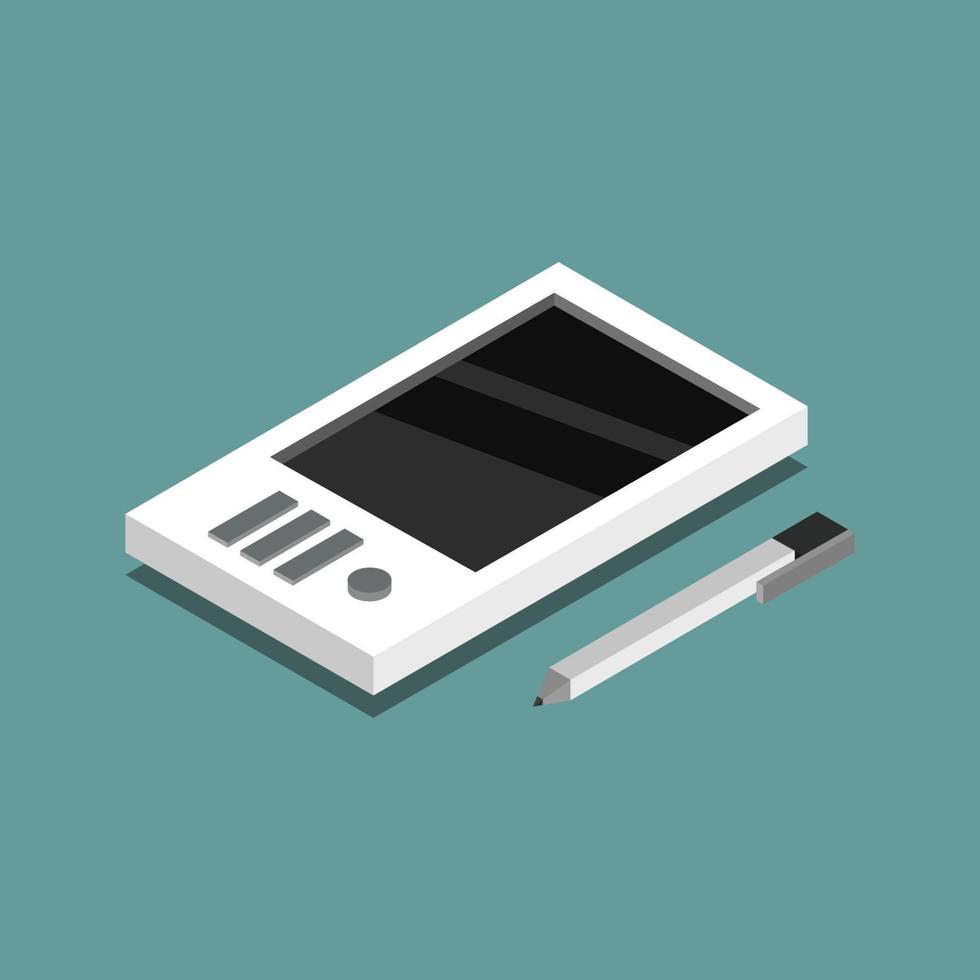 Isometric Graphics Tablet On White Background vector