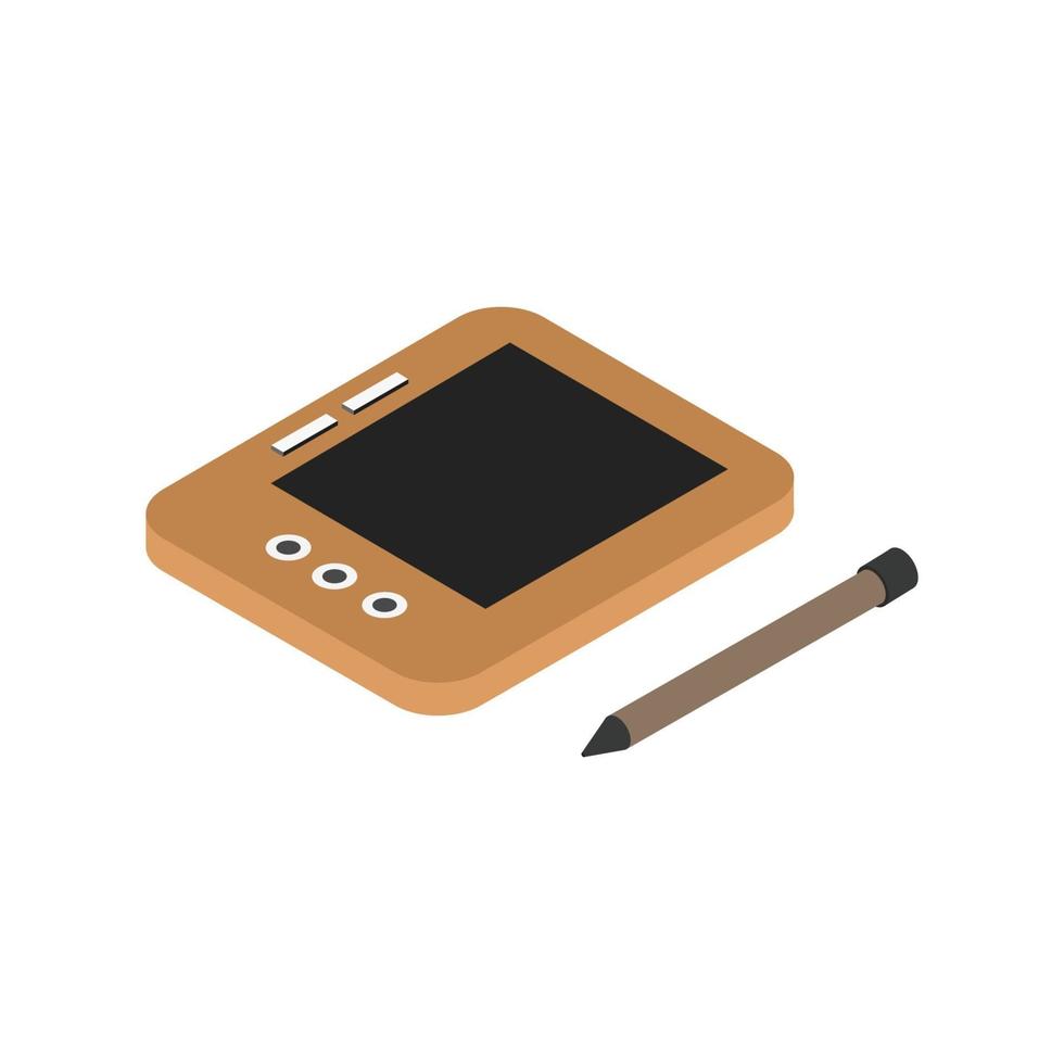 Isometric Graphics Tablet On White Background vector