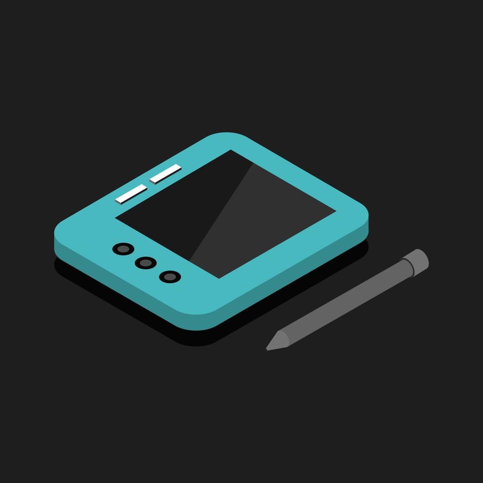 Isometric Graphics Tablet On White Background vector