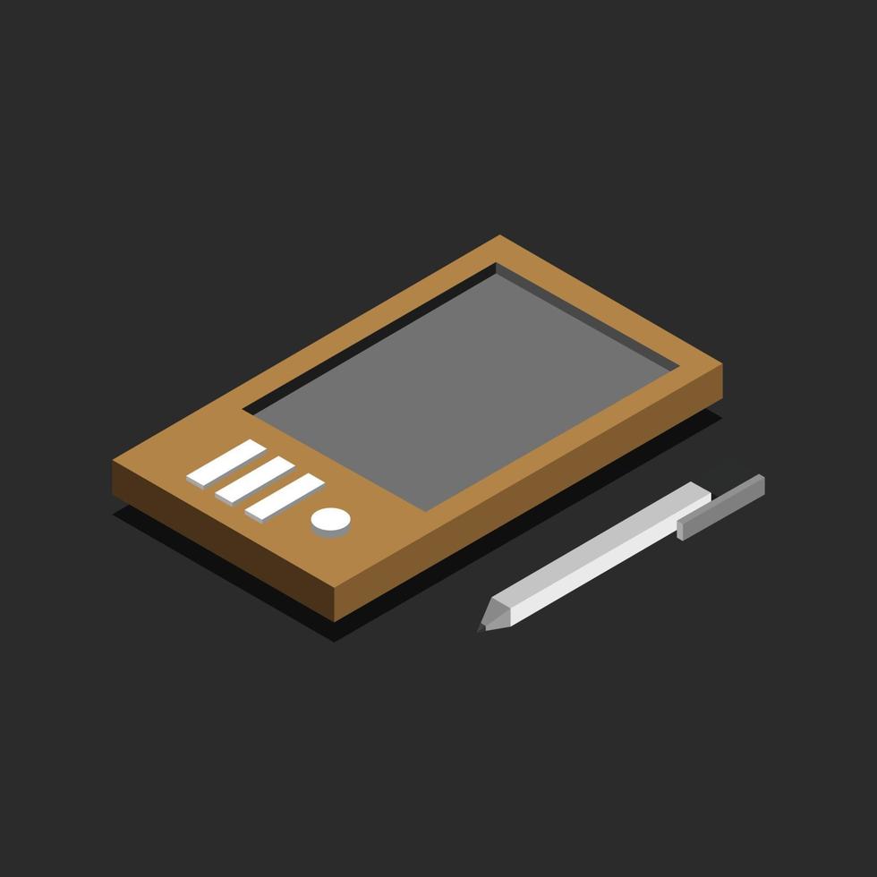 Isometric Graphics Tablet On White Background vector