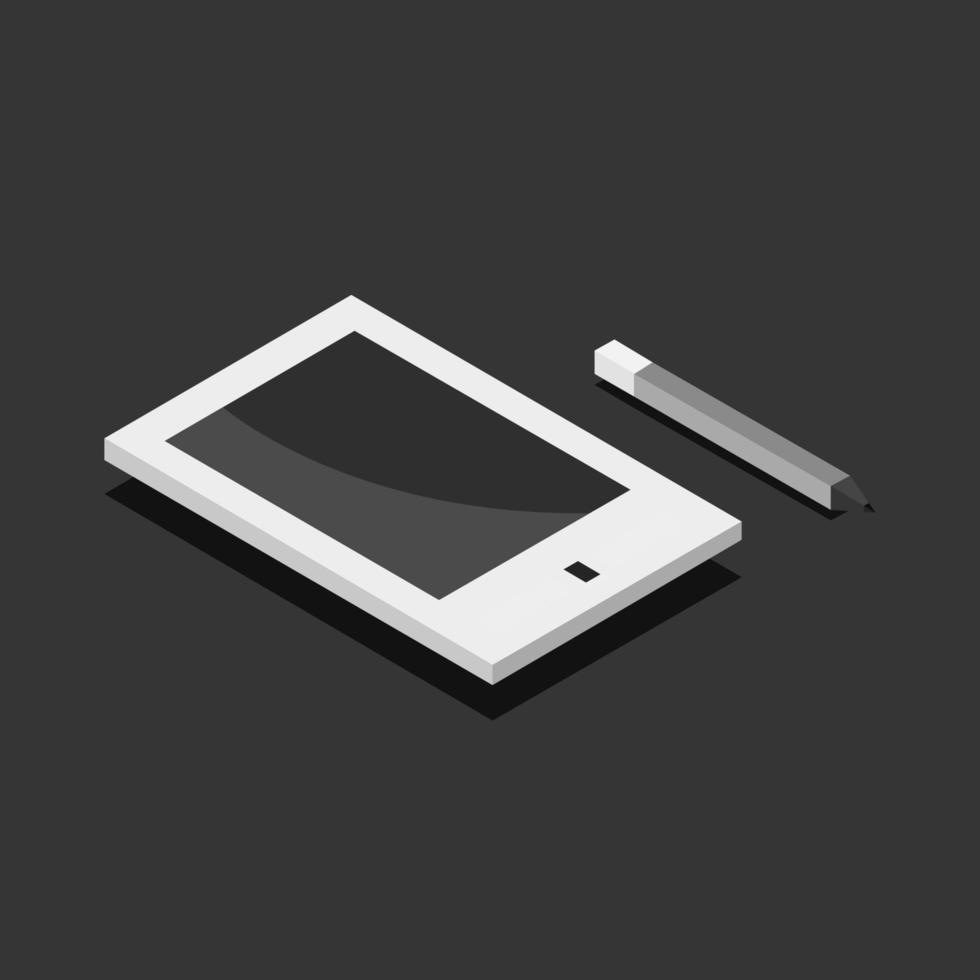 Isometric Graphics Tablet On White Background vector