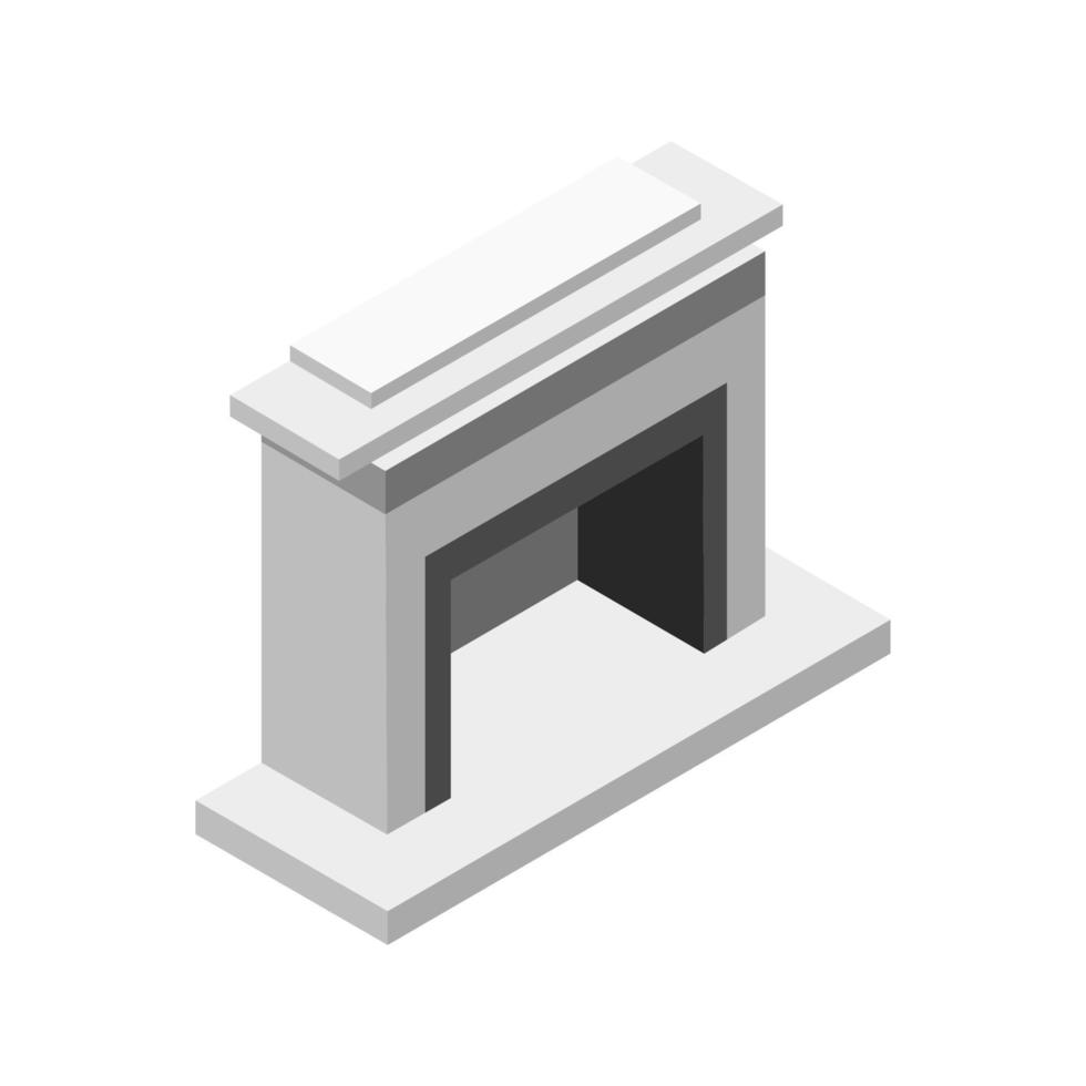 Isometric Fireplace On White Background vector