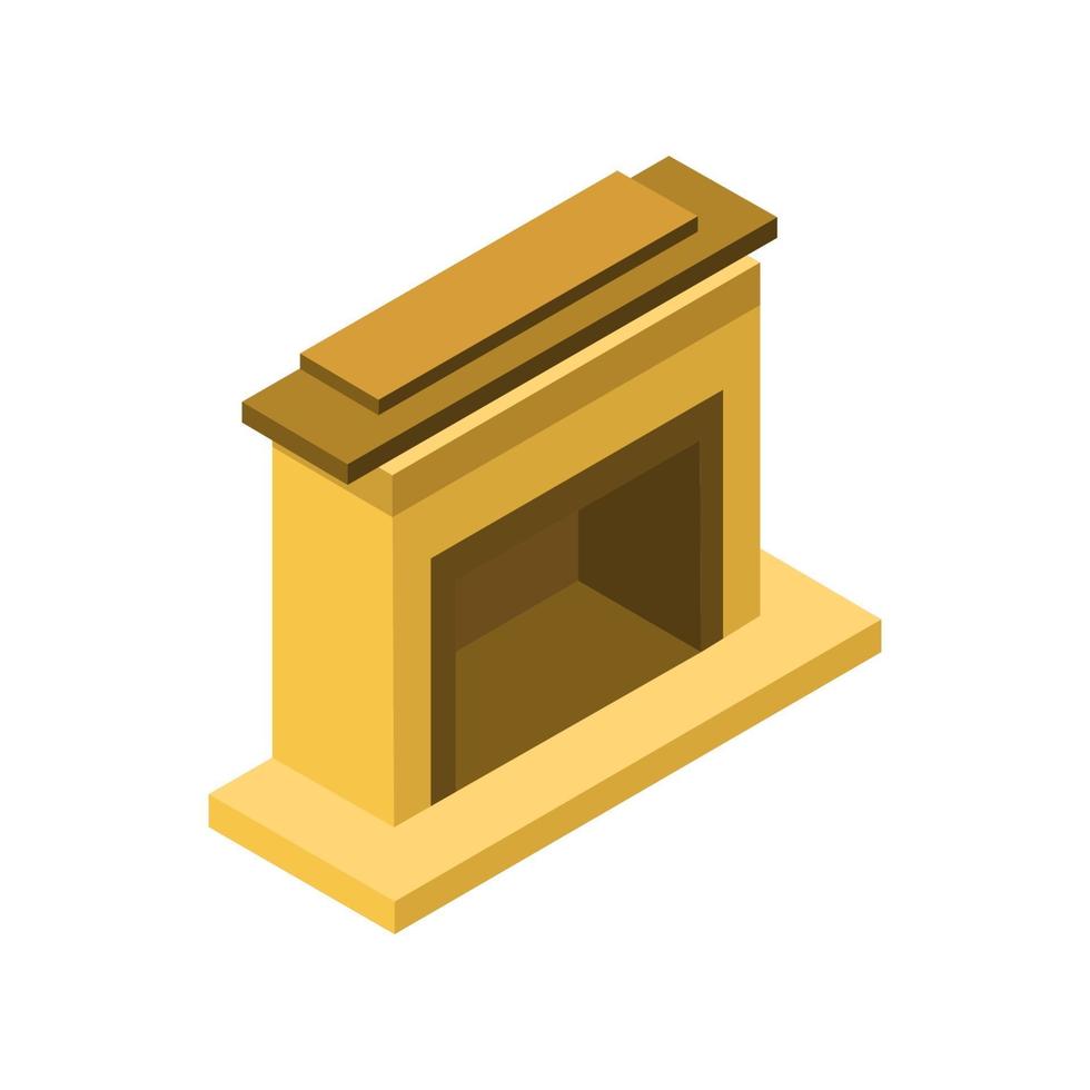 Isometric Fireplace On White Background vector