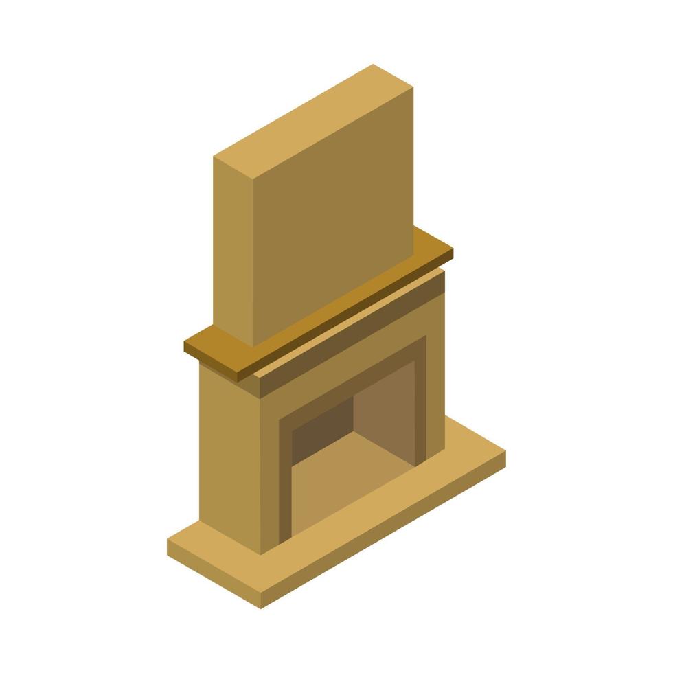 Isometric Fireplace On White Background vector