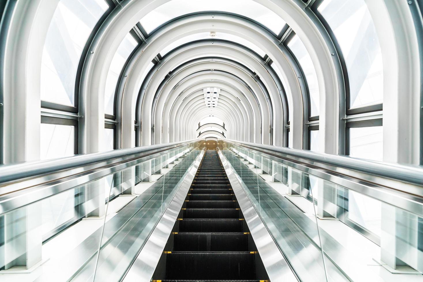 Escalator at The Floating Garden Observatory building in Osaka, Japan photo