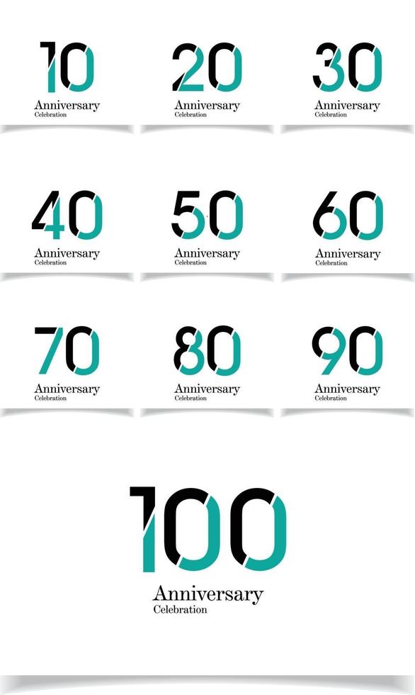 Anniversary Celebration Set Blue Color Vector Template Design Illustration