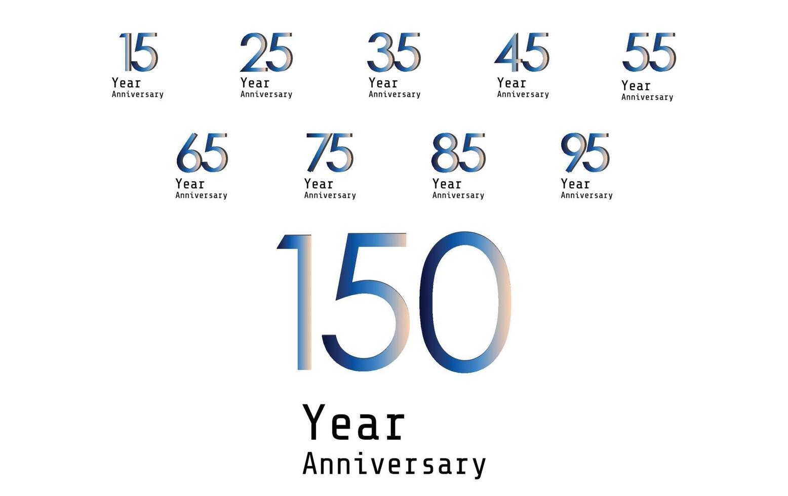 Anniversary Celebration Set Blue Color Vector Template Design Illustration