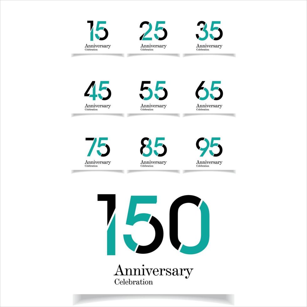 Anniversary Celebration Set Blue Color Vector Template Design Illustration