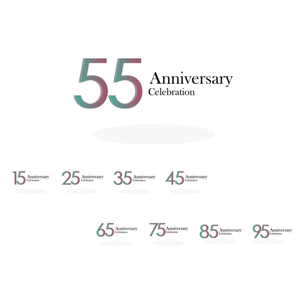 Set Year Anniversary Celebration Rainbow Color Vector Template Design Illustration