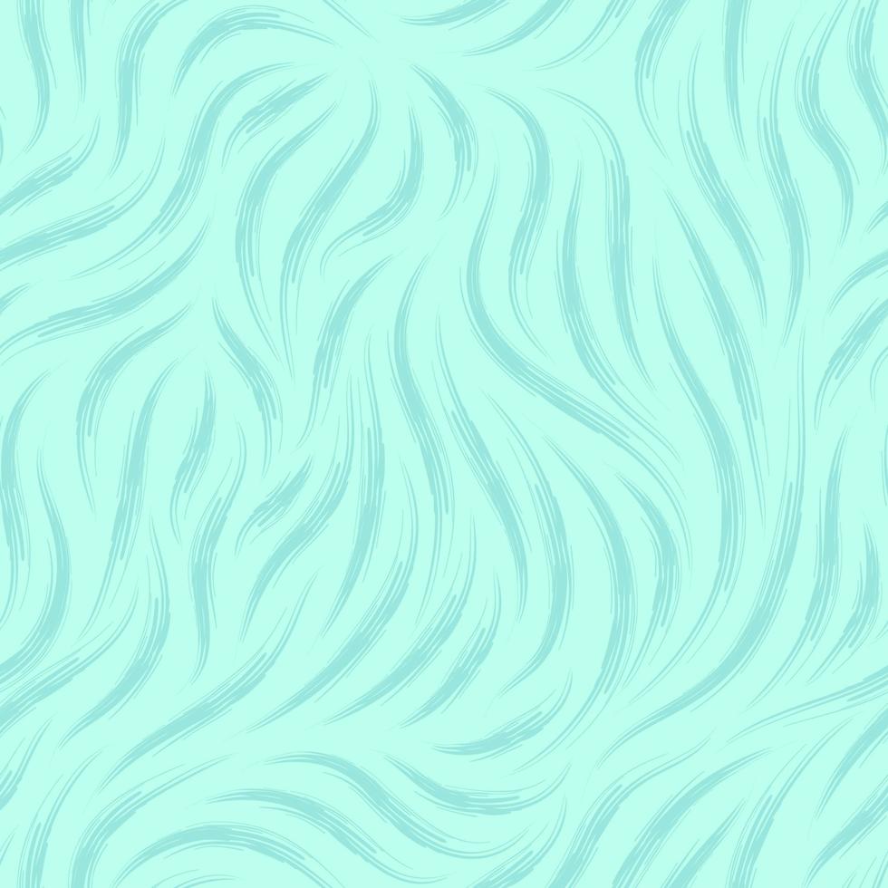 Vector seamless texture of turquoise color from smooth lines in the form of brush strokes on a sea background.