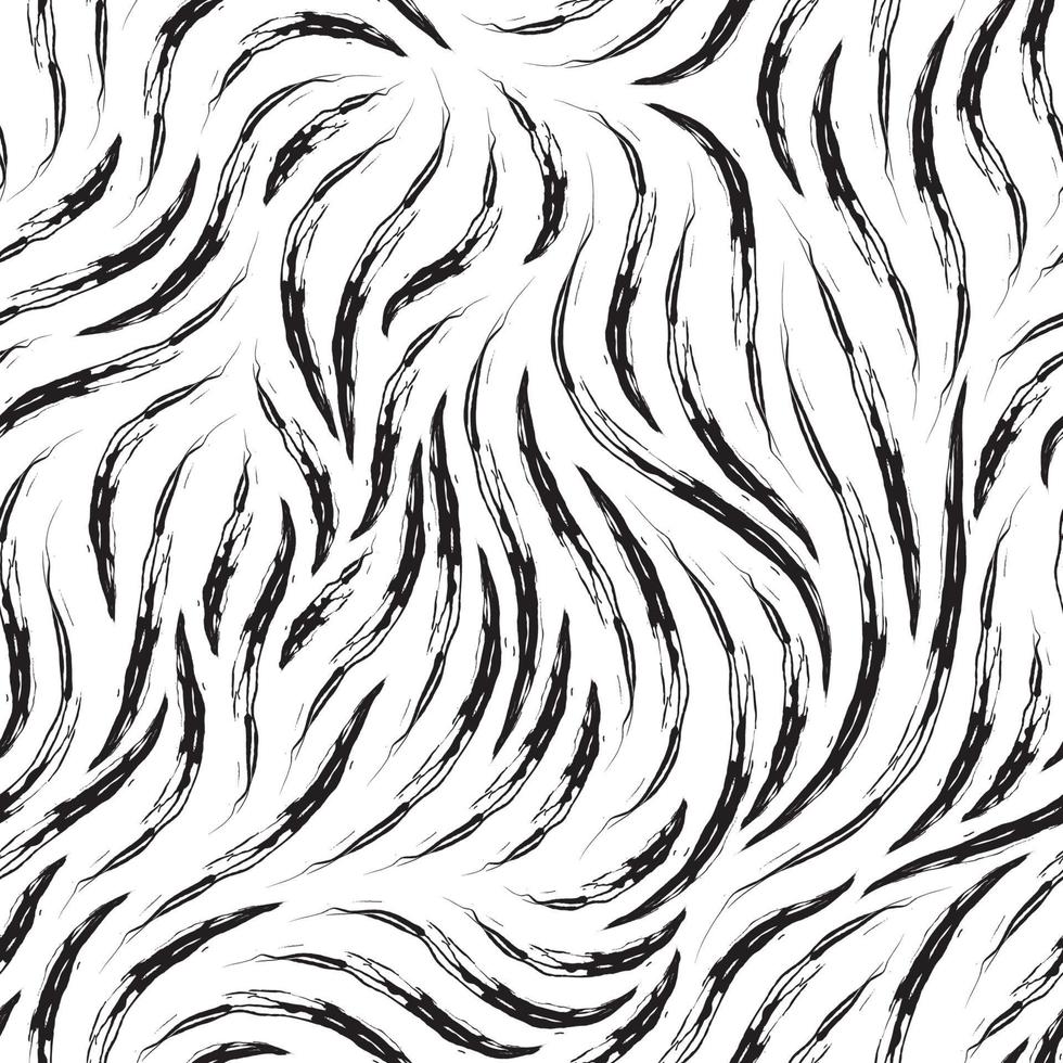 Vector seamless black texture of smooth torn lines isolated on white background. Print for fabric or wrapping paper.