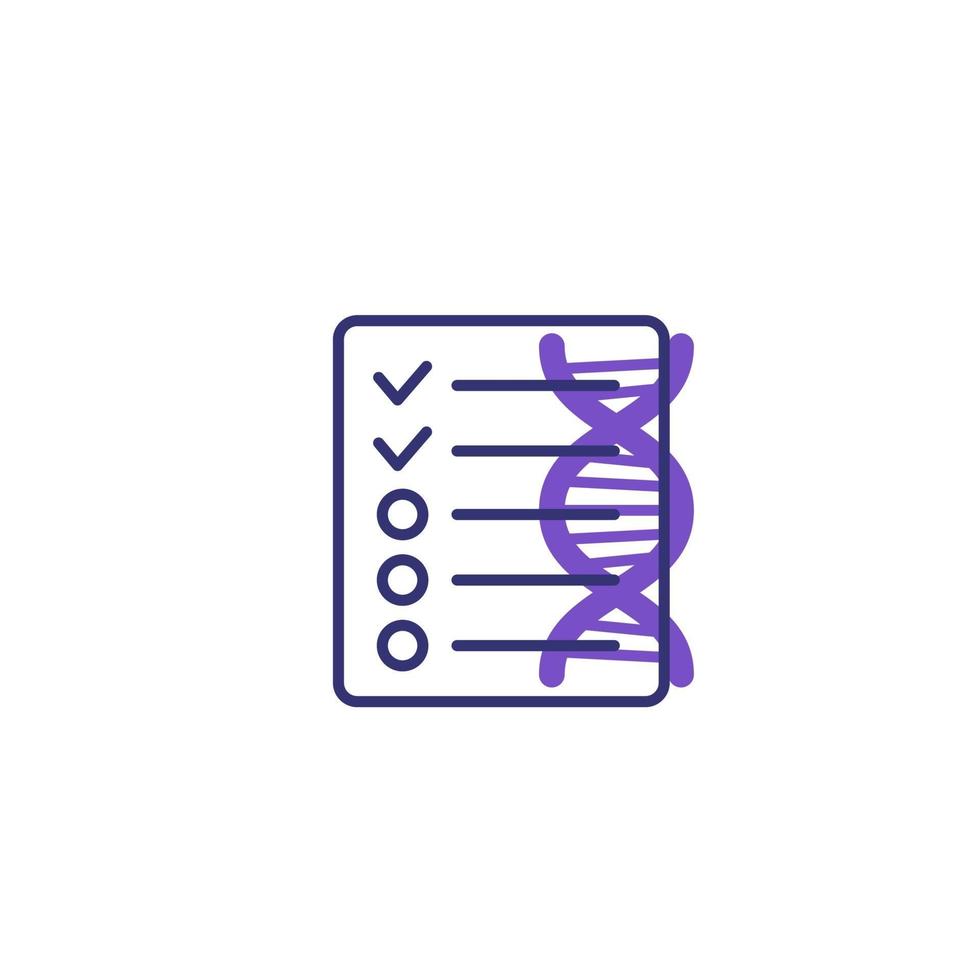 resultados de la prueba de adn, icono médico vector