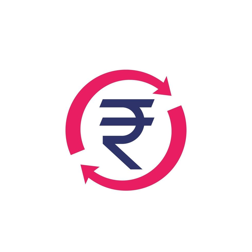 rupia india, reembolso de dinero, icono de cambio vector