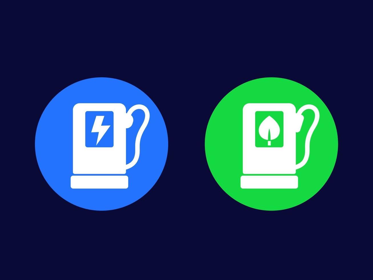 Biofuel and electric station vector icons