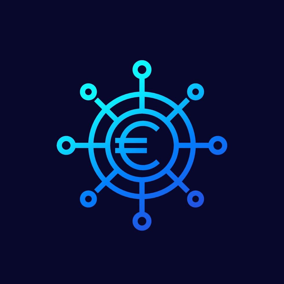 Financial diversification line vector icon with euro