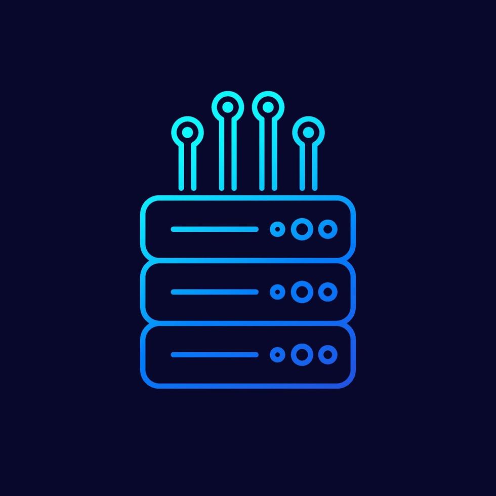 mainframe, servidor remoto, icono de línea vectorial vector