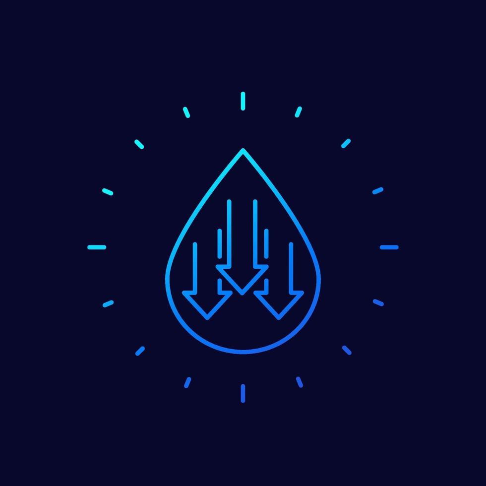 low water level icon, linear design vector