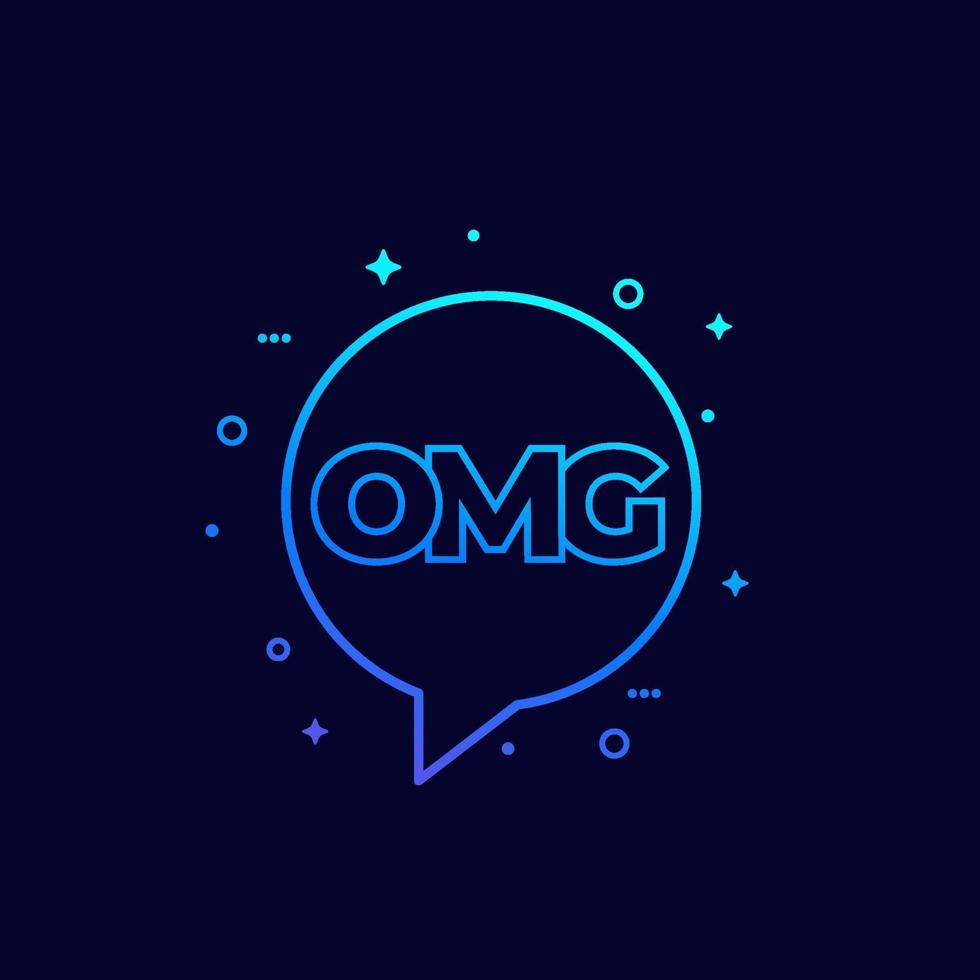 OMG text in speech bubble, vector