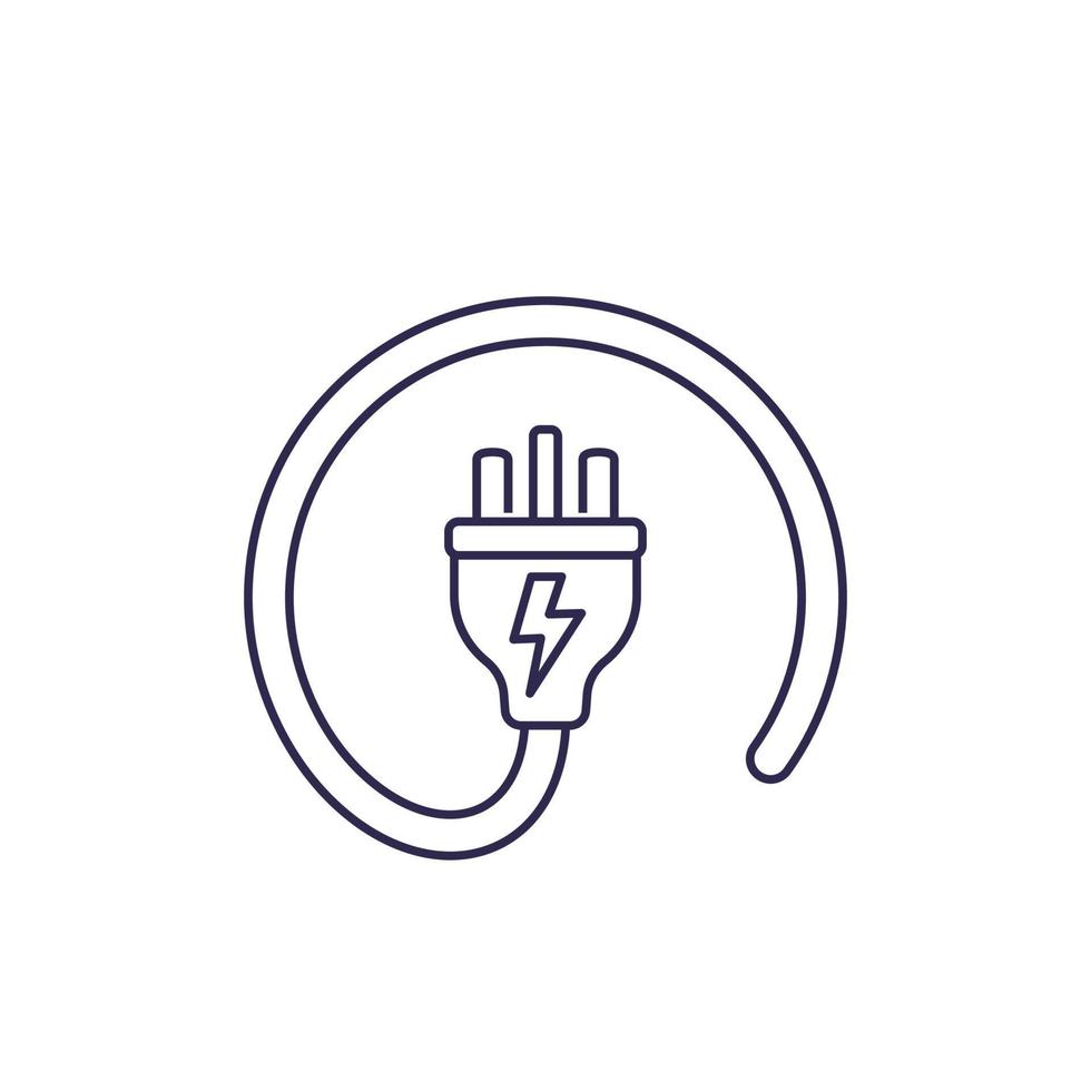 uk electric plug icon, line vector