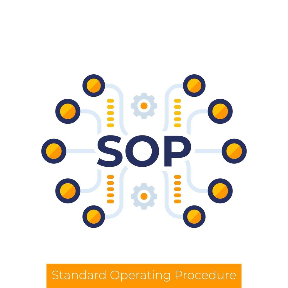 icono de sop, procedimiento operativo estándar vector