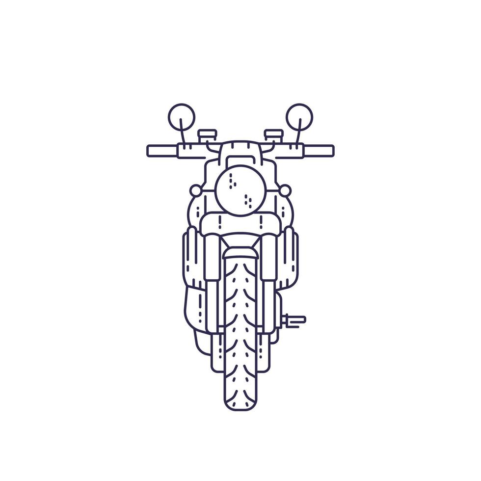 Motorcycle, retro motorbike on white, line vector illustration