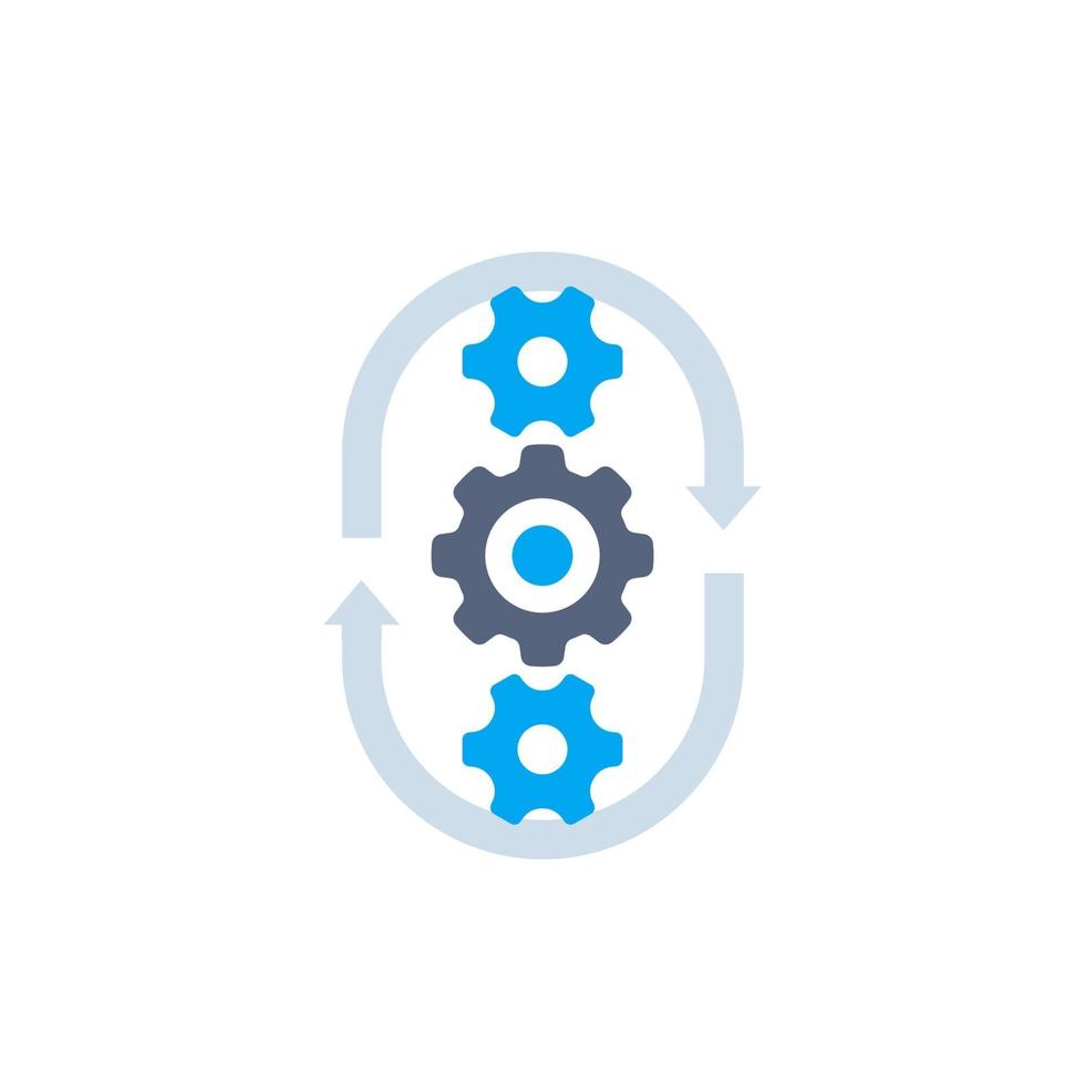 production cycle, process vector icon, cogwheels and arrows