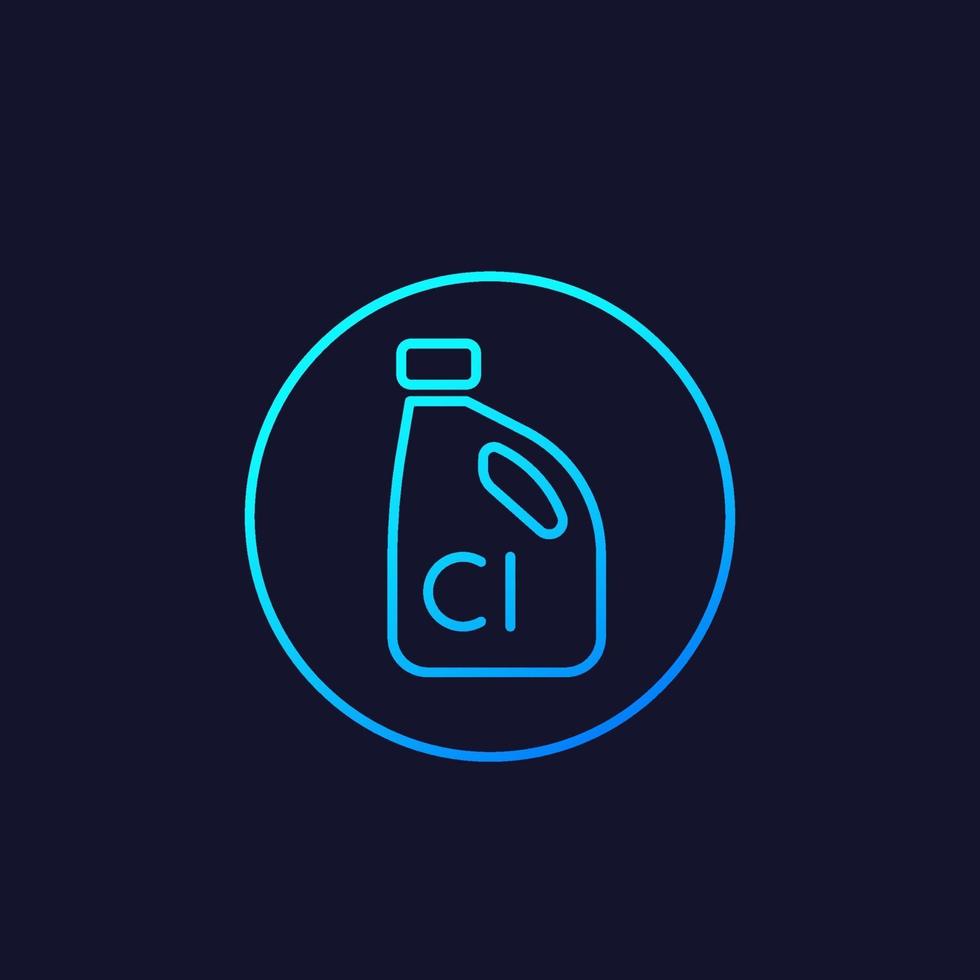 Chlorine vector linear icon on dark