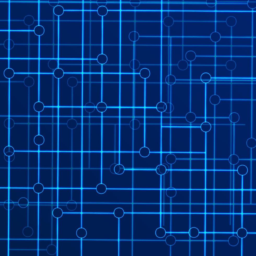 Vector background of lines of connected circles with the effect of neon or glow. Concept of electronic communications and data transfer.