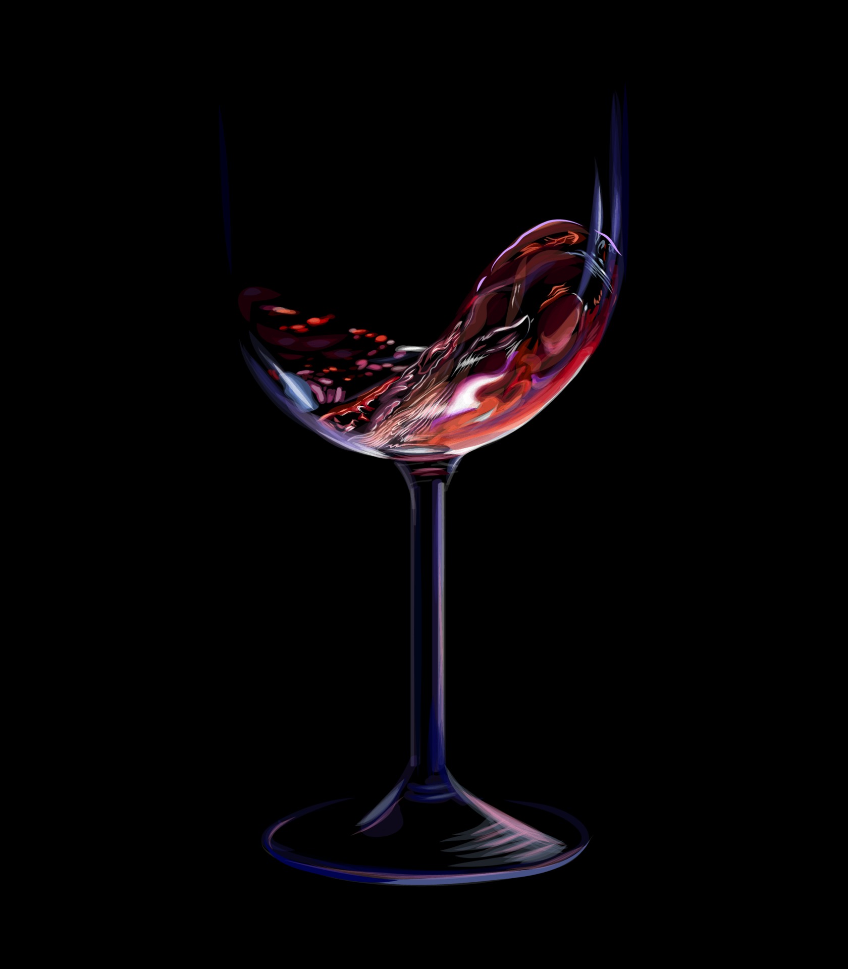Splash of red wine in a glass isolated on a black background. Vector  illustration 2238291 Vector Art at Vecteezy