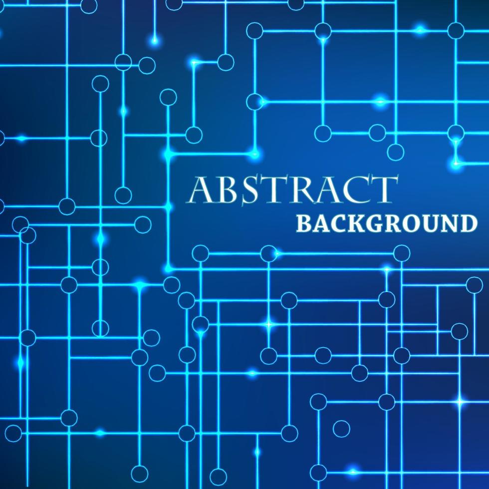 Vector background of lines of connected circles with the effect of neon or glow. Concept of electronic communications and data transfer.