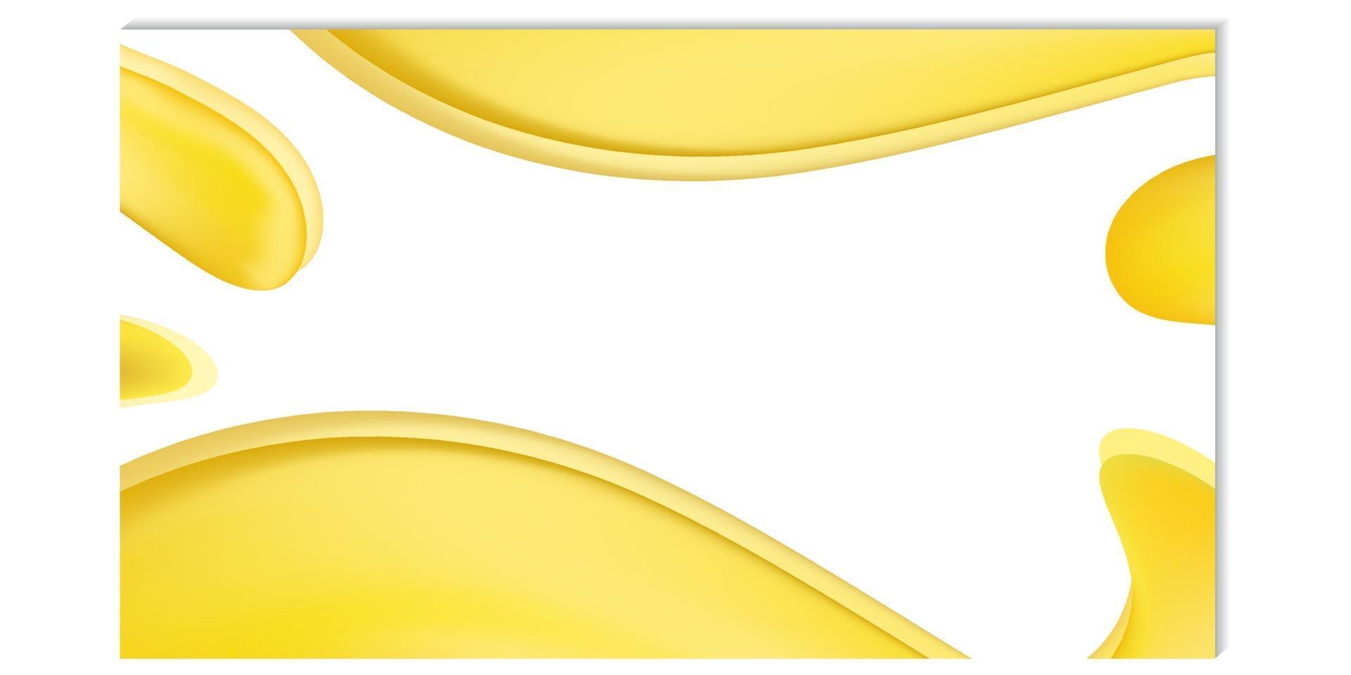 vector plantilla horizontal para diseño, volante, invitación, folleto, publicidad, banner. en blanco con formas fluidas de color amarillo brillante y fondo blanco con lugar para el texto