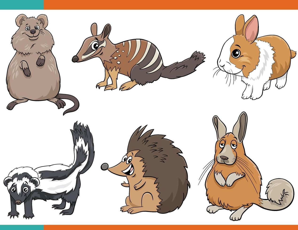 cartoon funny animal comic characters set vector